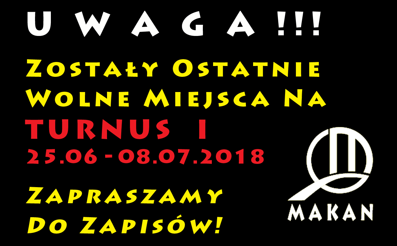 Ostatnie Wolne miejsca I Turnus 2018